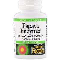 Natural Factors, Ферменты папайи, 120 жевательных таблеток 