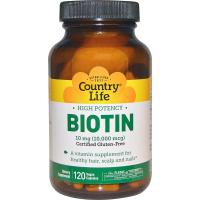 Фотография упаковки Country Life Биотин высокоэффективный 10 мг 120 капсул